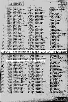 Auschwitz Record of Transfer to Dachau
